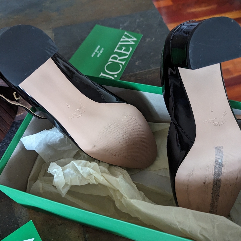 J. Crew Black Patent Leather T-Strap Millie Pump, 7M, NEW! - Picture 7 of 11